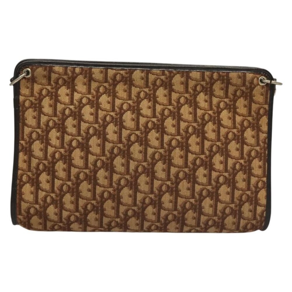 Authentic Christian Dior Trotter Canvas Shoulder Bag Brown Gold - Picture 9 of 16